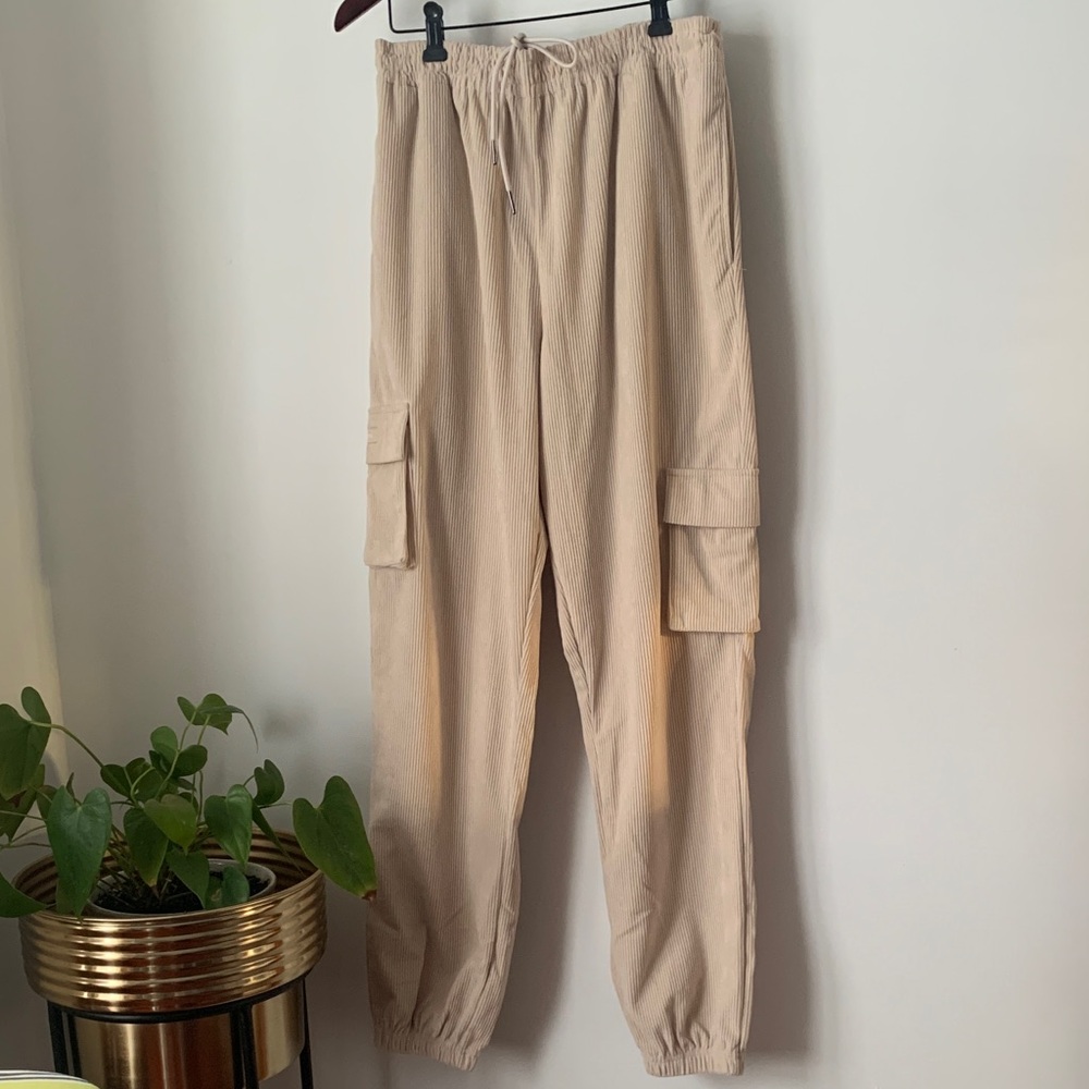 Women Beige Cargo Pants